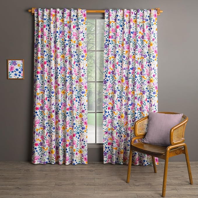 Maison d'Hermine Curtains for Living Room 100% Cotton 124 inch Length One Panel Window Curtains for Bedroom with Loop & Rod Pockets - Maia, 50" W x 124" L