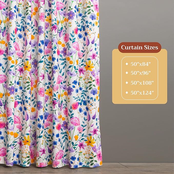 Maison d'Hermine Curtains for Living Room 100% Cotton 124 inch Length One Panel Window Curtains for Bedroom with Loop & Rod Pockets - Maia, 50" W x 124" L