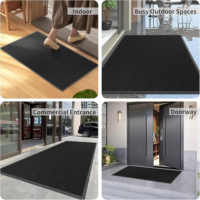 Commercial Front Door Mat 36" x 60" Custom Size,Heavy Duty Waterproof Doormat for Entrance, Rubber Backing Low Profile Indoor Outdoor Mats