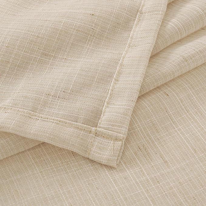 BGment Natural Linen Curtains 96 Inches Long for Living Room - Burlap Semi Sheer Window Drapes with Rod Pocket Light Filtering for Farmhouse Bedroom Lightweight, 2 Panels, 52 Inch Wide Each Panel