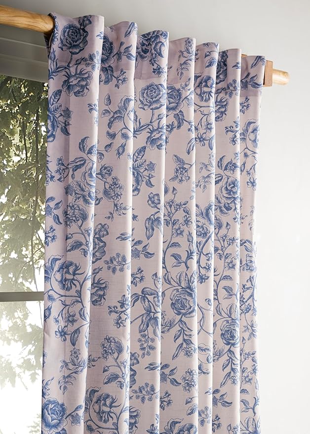 Maison d'Hermine Curtains for Living Room 100% Cotton 124 inch Length One Panel Window Curtains for Bedroom with Loop & Rod Pockets - Roy, 50" W x 124" L