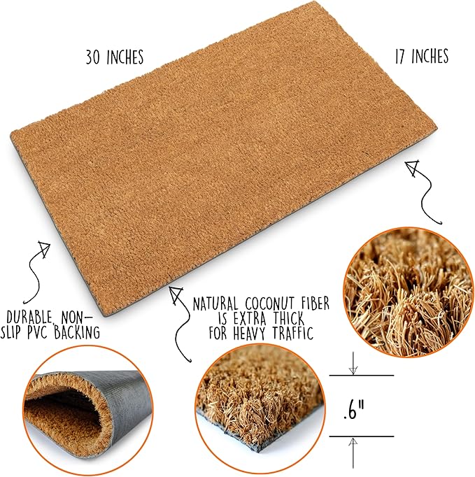 Plain Coir Doormat Bulk 30x17 Inch, Blank Door Mat 10 Pack for Crafting Painting, Welcome Mat for Crafts