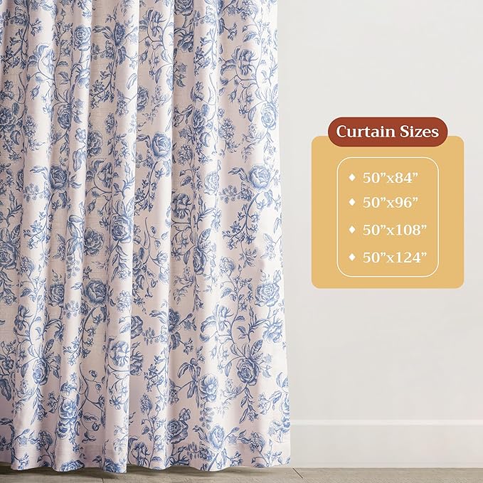 Maison d'Hermine Curtains for Living Room 100% Cotton 124 inch Length One Panel Window Curtains for Bedroom with Loop & Rod Pockets - Roy, 50" W x 124" L