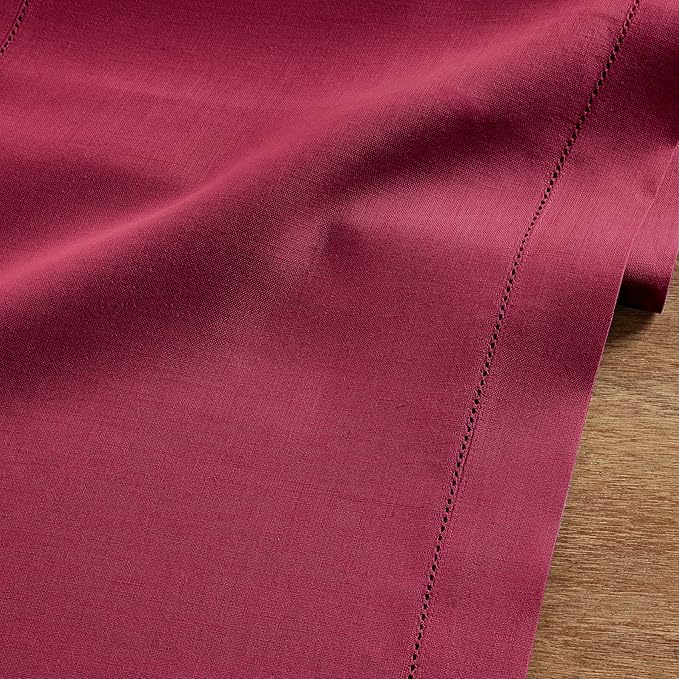 Solino Home Linen Beet Table Runner 72 Inches Long - 100% Pure Linen Hemstitch Table Runner 14 x 72 Inch for Dresser, Dining, Fall, Autumn, Halloween, Thanksgiving, Holiday - Classic Hemstitch