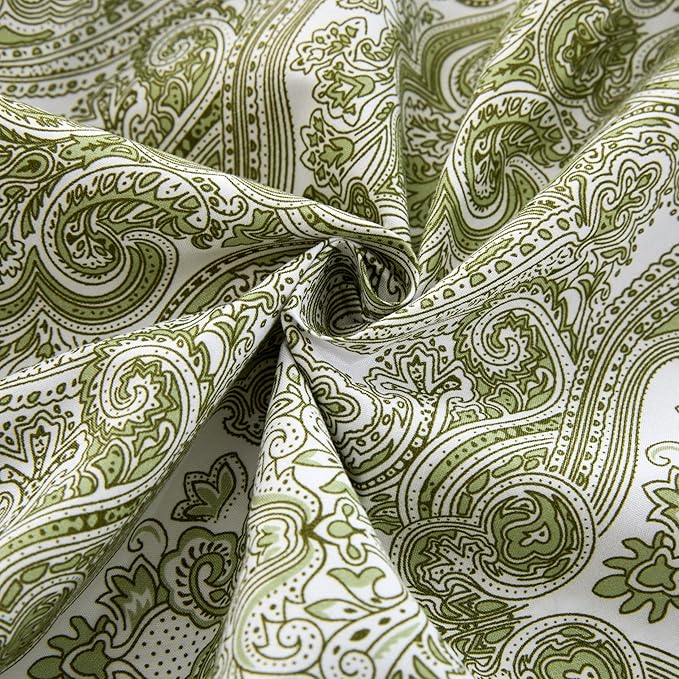 Spirit Linen home Twin Size Bed Sheets Set Deep Pockets - 6PC Paisley Ultra Soft Microfiber Bed Sheets - Easy to Clean, 90 Thread Count Sheets with Fitted Sheet, Flat Sheet & Pillowcases (Fern Green)
