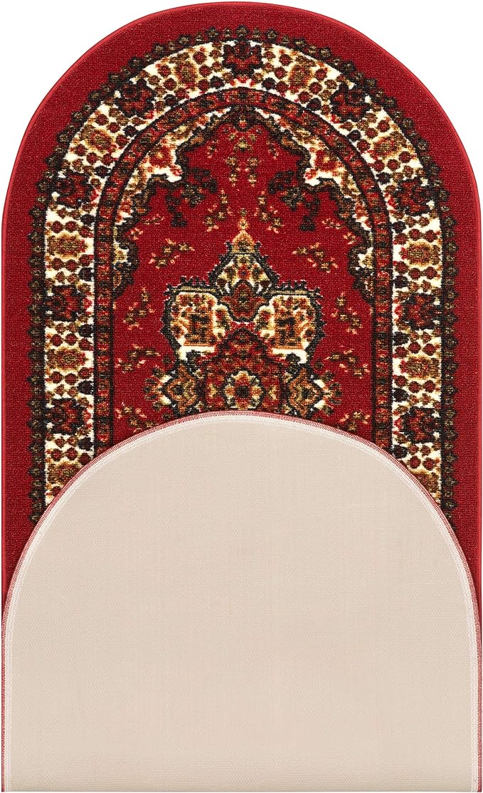 Antep Rugs Alfombras Oriental Traditional 2x5 Non-Skid (Non-Slip) Low Profile Pile Rubber Backing Kitchen Area Rugs (Maroon, 2' x 5' Oval)