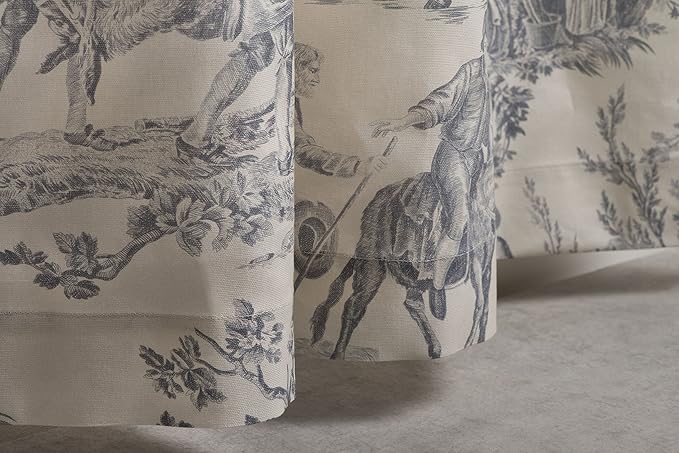 Maison d' Hermine Curtains for living room 100% Cotton 96 inch length One Panel Light Filtering Toile Curtain for Bedroom Windows with rod and loop Pockets Drapes (The Miller Paloma Gray, 50"W x 96"L)
