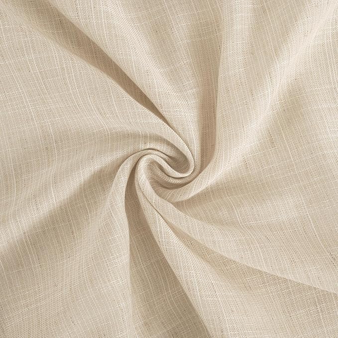 BGment Short Natural Sheer Linen Curtains 30 Inch Length for Windows, Small Drapes Lightweight Rustic Textured for Cafe Bathroom Over Sink Decor Rod Pocket, 2 Panels Set, 24 Inch Wide