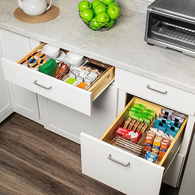 ClearSpace Pantry Organization and Storage Bins with Removable Dividers & Lids – Perfect Pantry Organizers or Kitchen Organization – Refrigerator Organizer Bins, Cabinet Organizers, 4 Pack