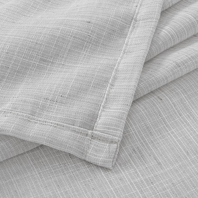BGment Long Linen Curtains 102 Inch Length for Living Room, Light Grey Sheer Window Drapes for Bedroom Farmhouse Decor with Rod Pocket Lightweight Rustic Textured, 2 Panels Set, Each 52 Inch Wide