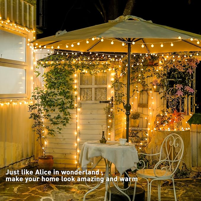 JMEXSUSS 100 LED Connectable Globe String Lights Indoor Bedroom, 33ft Warm White Christmas String Lights Plug in with Remote, 8 Modes Hanging Fairy Lights Outdoor for Room Classroom Dorm Party Decor