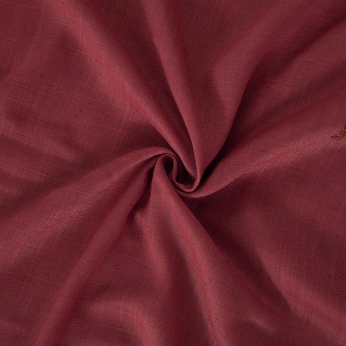 BGment Semi Sheer Burgundy Curtains for Living Room 80 Inch Length - Linen Textured Rod Pocket Light Filtering Window Drapes for Bedroom Lightweight Rustic Christmas Decor, 2 Panels Set, 52 X 80 Inch