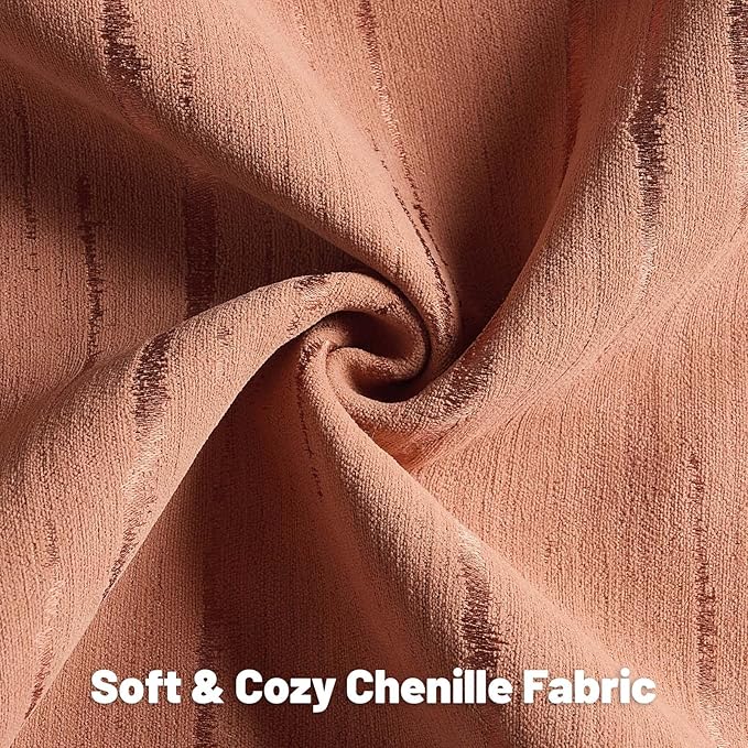 FUTEI Rust Chenille Decorative Throw Pillow Covers 20x20 Inch Set of 2,Soft Embossed Striped Textured Cushion Case,Modern Home Decor for Couch Bed Living Room