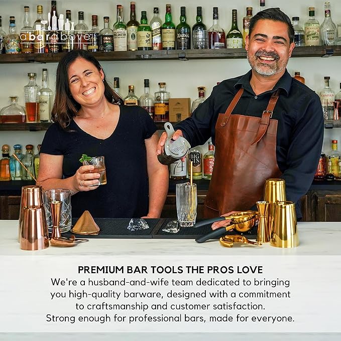 A Bar Above 4-Piece Cocktail Shaker Set, for Professional and Home Bar, Premium Bar Kit Gifts, Includes Strainer, Jigger, Shaker Set, and 4-Hour Cocktail Course
