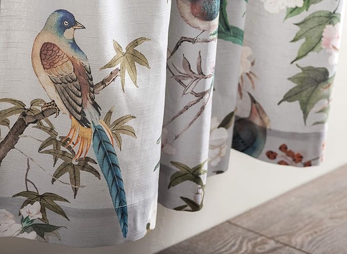 Maison d' Hermine Curtains for Living Room 100% Cotton 124 inch Length One Panel Light Filtering Curtains for Bedroom Windows with Rod and Loop Pockets Drapes (Hokuzai Green, 50" W x 124" L)