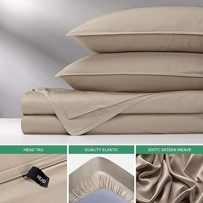 Twin Sheets by Pure Bamboo, Genuine 100% Organic Viscose Derived from Bamboo Bed Sheet Set, Luxuriously Soft & Cooling, Double Stitching, Lifetime Quality Promise (Twin, Sand)