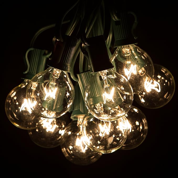 Hometown Evolution, Inc. 100 Foot G40 Globe Patio String Lights with 1.6 Inch Clear Bulbs for Outdoor String Lighting (Green Wire)