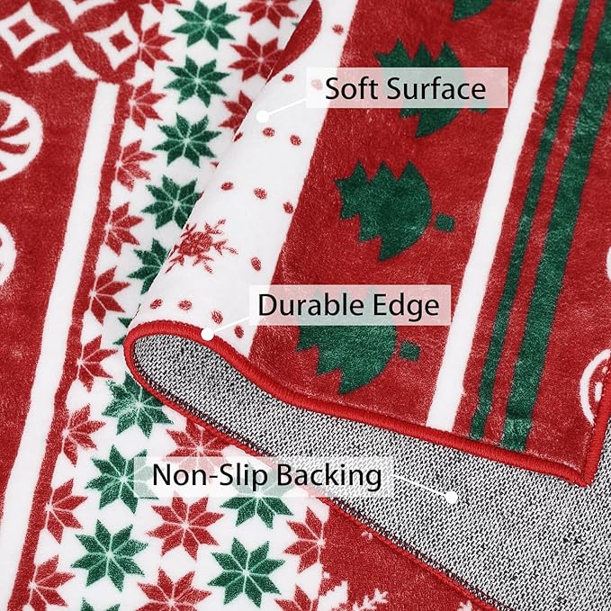 RUGSREAL 8x10 Christmas Area Rug Christmas Patchwork Pattern Floor Cover Machine Washable Indoor Carpet Rug Decorative Non Slip Accent Rug for Kitchen Bathroom Living Room Bedroom