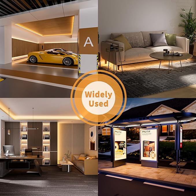 PAUTIX COB LED Strip Light IP65 Waterproof Warm White 2700K,UL-Listed 20ft/6.1m CRI 90+ Super Bright 24V LED Tape Light for Cabinet/Home/Office DIY Lighting Projects(Adapter & Dimmer Not Included)