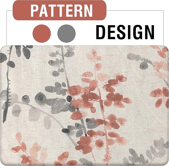 H.VERSAILTEX Linen Sheer Curtains for Living Room Sheer Panels 63 Inches Long Light Filtering Tab Top Window Treatment Drapes for Bedroom, 2 Panels, Vintage Classical Floral Print Coral and Taupe