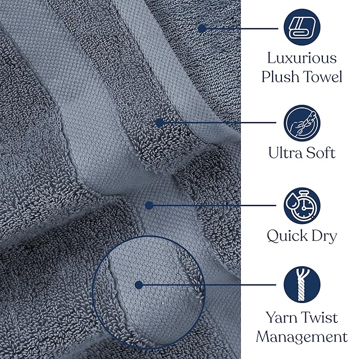 Delara Organic Cotton Luxuriously Plush Bath Towel Pack of 4 | GOTS & OEKO-TEX Certified | Premium Hotel Quality Towels | Feather Touch Technology|650 GSM Long Staple|Soft, Quick Dry & Ultra-Absorbent