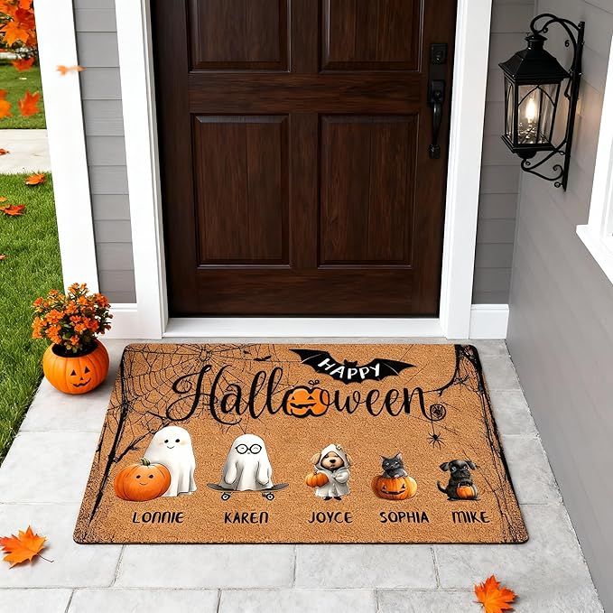 Custom Halloween Name Door Mat for Family, Personalized Halloween Decor Indoor, Custom Doormat, Halloween Decor Gifts Customized Non-Slip Indoor Doormat