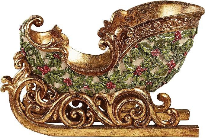 Touch of Class Winterberry Sleigh Tabletop Accent Red Christmas Table Sculpture | Holiday Decorations for Your Santa Claus Themed Mantel