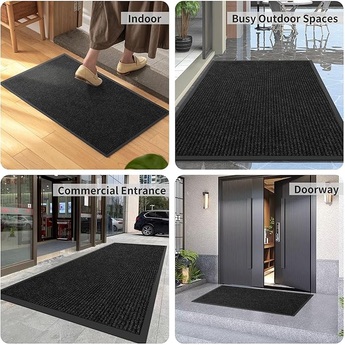 Commercial Front Door Mat 48" x 72" Custom Sizes,Heavy Duty Waterproof All Weather Doormat for Entrance, Rubber Backing Low Profile Indoor Outdoor Mats,Brush Floor Mats for High Traffic Area