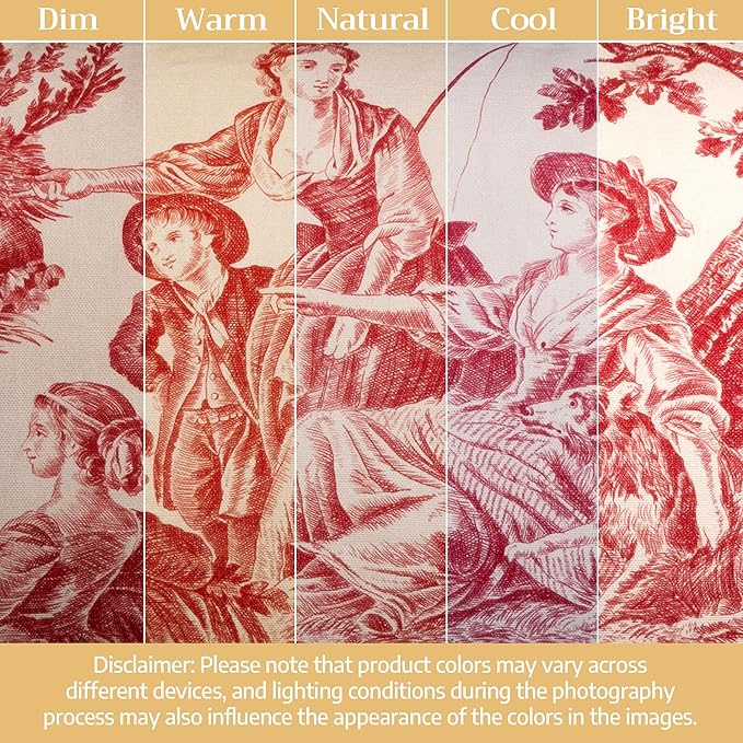 Maison d' Hermine Curtains for Living Room 100% Cotton 108 inch Length Two Panels Light Filtering Toile Curtains for Bedroom Windows with Rod and Loop Pockets Drapes (The Miller Red, 50" W x 108" L)
