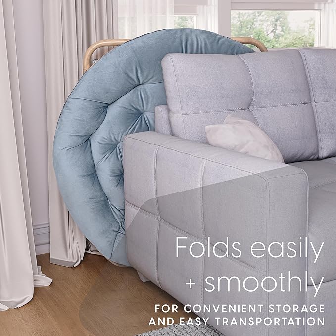 Milliard Cozy Chair/Velour Saucer Accent Chair for Bedroom/X-Large (Grey/Wood-Tone)