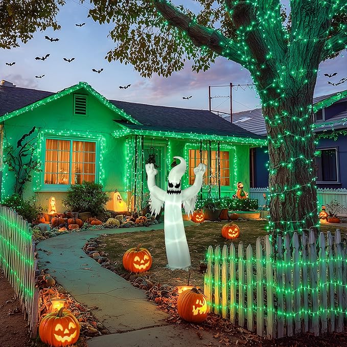JMEXSUSS Green Lights for Halloween Decor, 66ft 200 LED Green String Christmas Lights Outdoor Indoor, Clear Wire Christmas Light Plug in for Garden Party Christmas Tree Halloween Decorations