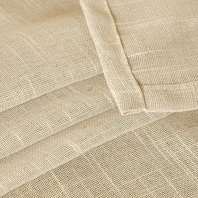 YoungsTex Extra Long Linen Curtains 95 Inch Length for Living Room - Light Filtering Window Drapes Semi Sheer Textured with Back Tab Rod Pocket for Bedroom, 2 Panels, 52 X 95 Inch