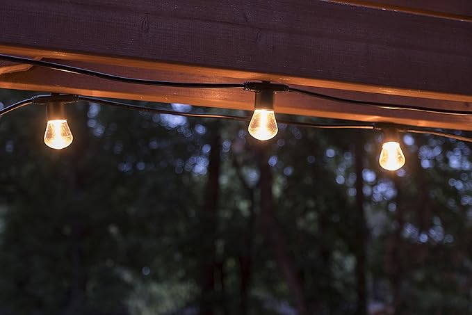 Enbrighten LED Bistro Outdoor String Lights, 12ft, 6 Shatter Resistant Lifetime Bulbs, 2200K Warm White, Weather Resistant, Indoor/Outdoor, Commercial Grade, Perfect for Backyard, Porch, Patio, 38353