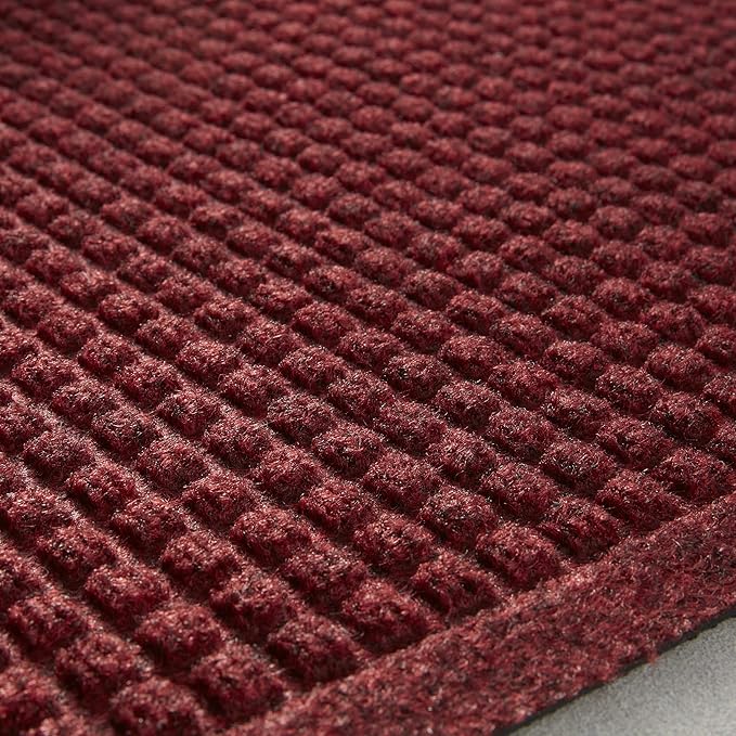 Consolidated Plastics Aquasorb Classic Indoor/Outdoor Entrance Floor Mat with Non-Slip Rubber Backing, Fabric Border, Stain Resistant and Quick Drying Commercial Grade (35" x 45", Red Black)