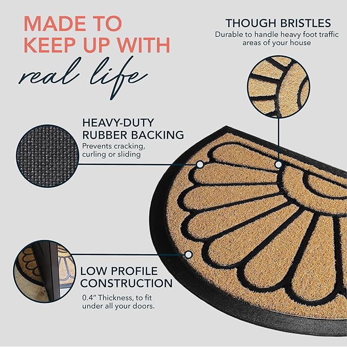ubdyo Front Door Mat - Low Pile Front Door Mat Outside Entrance - Muddy Dirt Trapping Welcome Matt Outdoor - Rubber Backing Anti Slip Indoor Doormat Entrance, 29" x 17", Bright Yellow