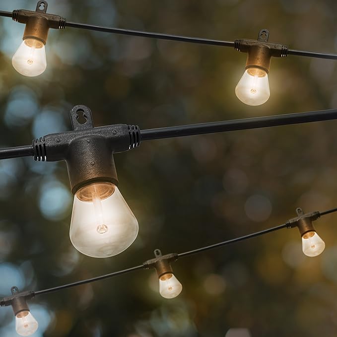 Enbrighten LED Bistro Outdoor String Lights, 12ft, 6 Shatter Resistant Lifetime Bulbs, 2200K Warm White, Weather Resistant, Indoor/Outdoor, Commercial Grade, Perfect for Backyard, Porch, Patio, 38353