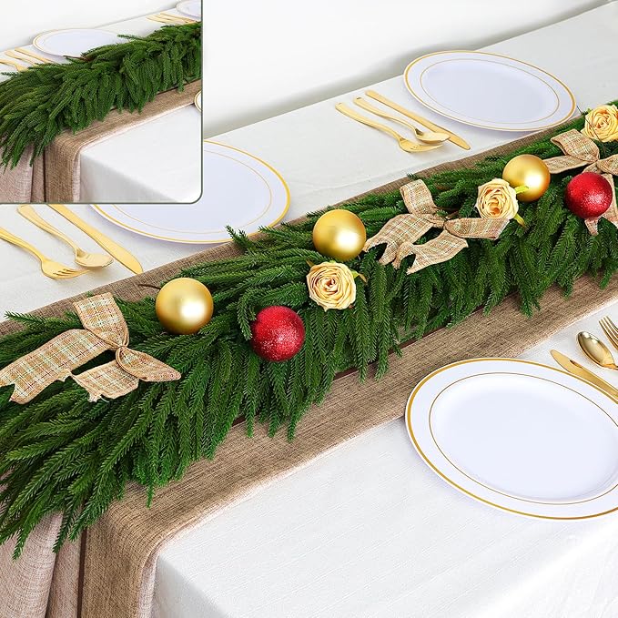 Christmas Garlands Norfolk Pine – 6FT Real Touch Mantle Garland, Artificial Greenery for Staircase, Front Door, Fireplace, and Holiday Indoor & Outdoor Decoration(1, 6FT)