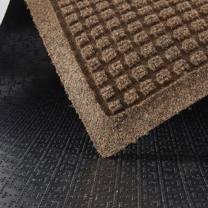 Consolidated Plastics Aquasorb Classic Indoor/Outdoor Entrance Floor Mat with Non-Slip Rubber Backing, Fabric Border, Stain Resistant and Quick Drying Commercial Grade (35" x 116", Dark Brown)