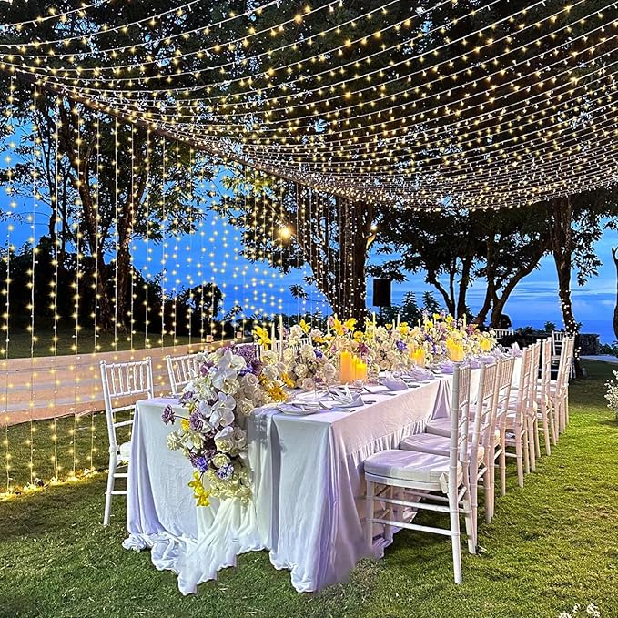 YEGUO 165ft 500 LED String Lights Outdoor Waterproof, Clear Wire Christmas Lights Indoor Plug in, 8 Modes Fairy Light for Party Wedding Classroom Tree(Warm White)
