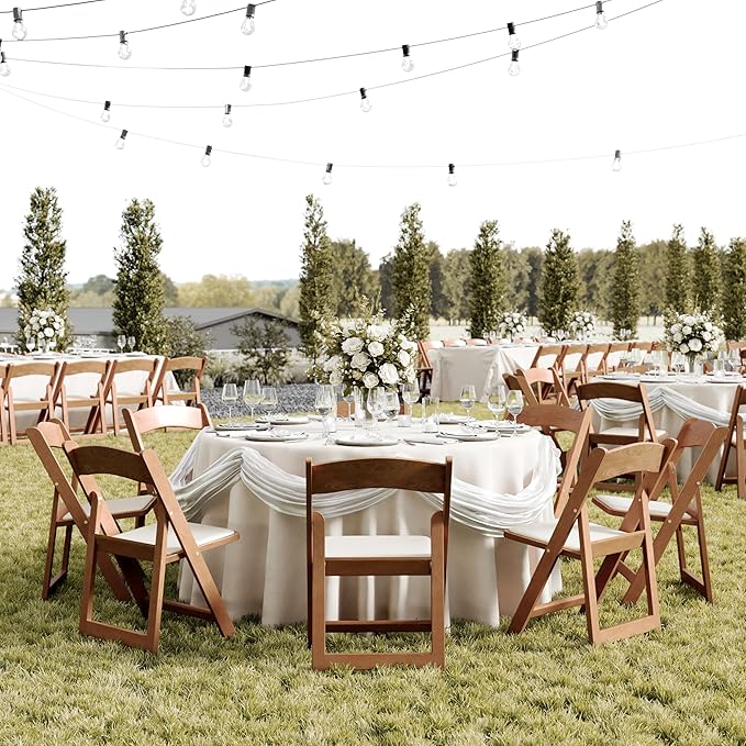 Flash Furniture Hercules Commercial Indoor/Outdoor Folding Event Chair, Wood Look, Weather-Resistant, Lightweight Design, Versatile Use, Chestnut