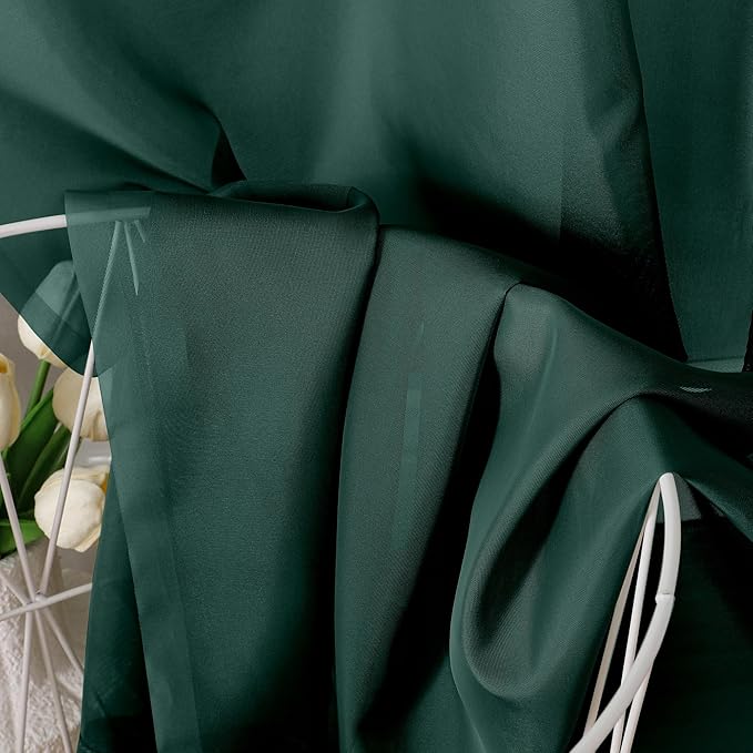 Aiyufeng Hunter Green Sheer Curtain Drapes 96 Inch Length 2 Panels for Living Room, Light Filtering Voile Green Drapes for Bedroom, Patio, Sliding Door, Each 42" W x 96" L
