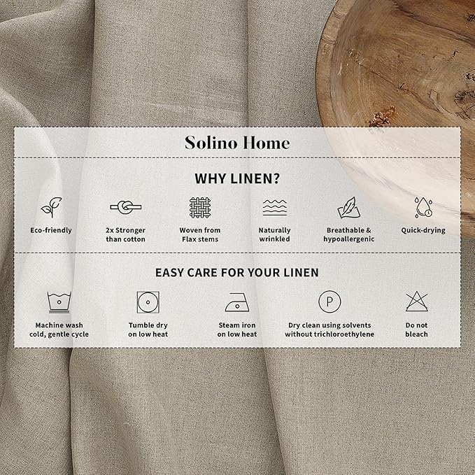 Solino Home Linen Olive Table Runner 132 Inches Long - 100% Pure Linen Extra Long Table Runner 14 x 132 Inch for Fall, Autumn, Thanksgiving - Classic Hemstitch