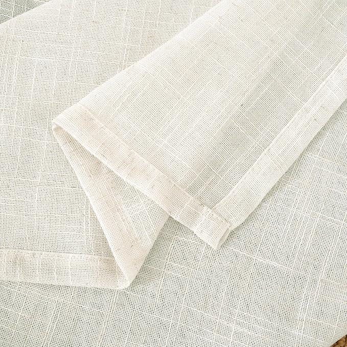 LAMIT Cream Linen Curtains 63 Inch for Bedroom, Light Filtering Neutral Semi Sheer Window Boho Curtains Back Tab and Rod Pocket Panels for Living Room, 2 Panels, 52 x 63 Inch