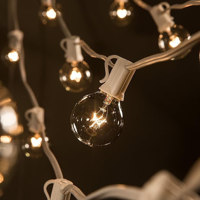 Hometown Evolution, Inc. 25 Foot Globe String Lights (G40 Clear - White Wire - 1.6 Inch 5 Watt Bulbs)