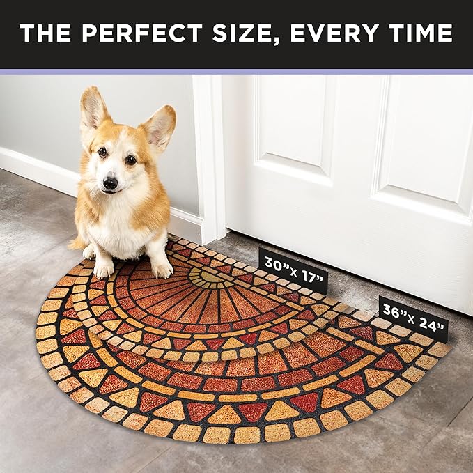ubdyo Welcome in Style Front Door Mat - Low Pile Front Door Mat Outside Entrance - Muddy Dirt Trapping Welcome Matt Outdoor - Rubber Backing Anti Slip Indoor Doormat Entrance, 29" x 17"