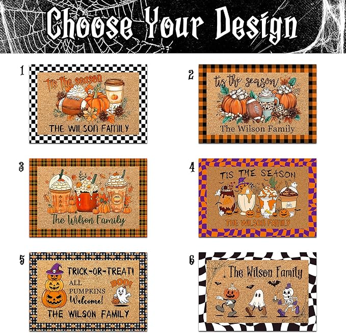 Personalized Halloween Door Mat Custom The Fall Season Non-Slip Indoor Doormat Customized Halloween Fall Home Decor for Friend Family