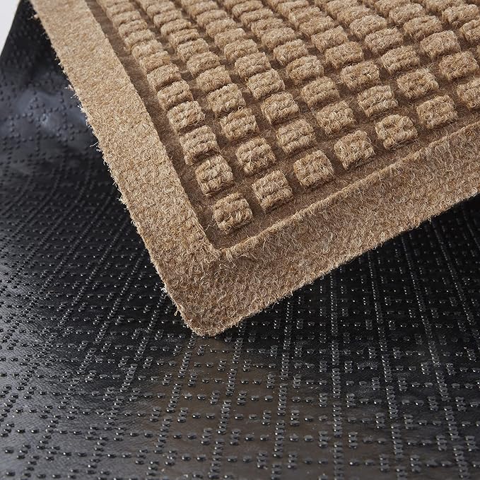 Consolidated Plastics Aquasorb Classic Indoor/Outdoor Entrance Floor Mat with Non-Slip Rubber Backing, Fabric Border, Stain Resistant and Quick Drying Commercial Grade (35" x 45", Medium Brown)