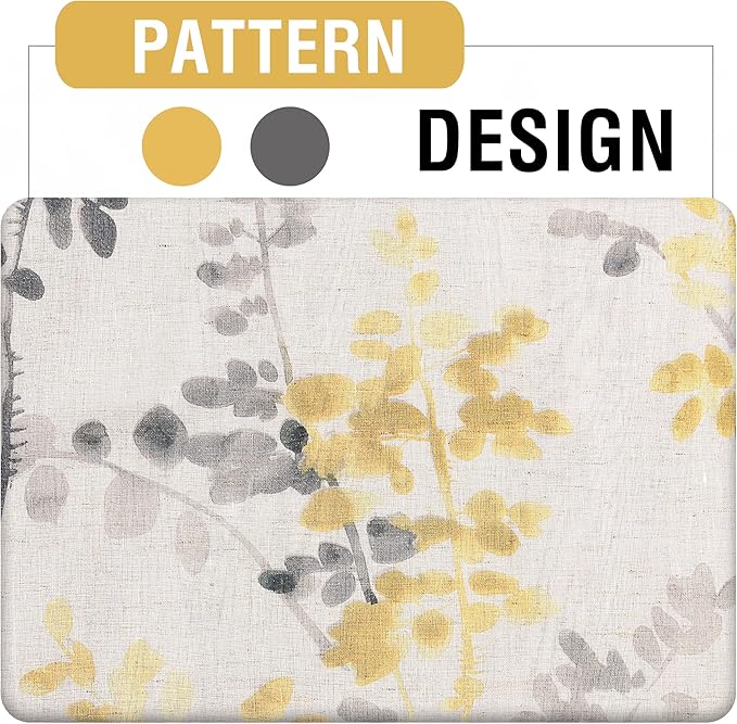 H.VERSAILTEX Linen Sheer Curtains for Living Room Sheer Panels 63 Inches Long Light Filtering Tab Top Window Treatment Drapes for Bedroom, 2 Panels, Vintage Classical Floral Print Yellow and Taupe