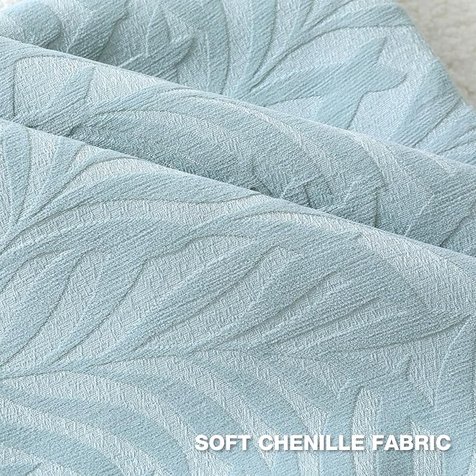 FUTEI Baby Blue Decorative Throw Pillow Covers 26x26 Inch Set of 2,Soft Chenille Phoenix Tail Leaf Textured Euro Pillow Shams,Modern Home Decor for Couch Bed Living Room