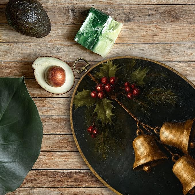 QZQE Vintage Christmas Bells Oval Wall Art Decor Framed, Dark Moody Christmas Oval Canvas Prints, Winter Holiday Xmas Bell Wall Hanging Decor for Home Bedroom Living Room, 8.6x11.4 Inch